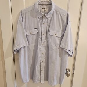 Poncho Short-Sleeve Magnetic Button Fishing Shirt Light Blue - Size XL Regular